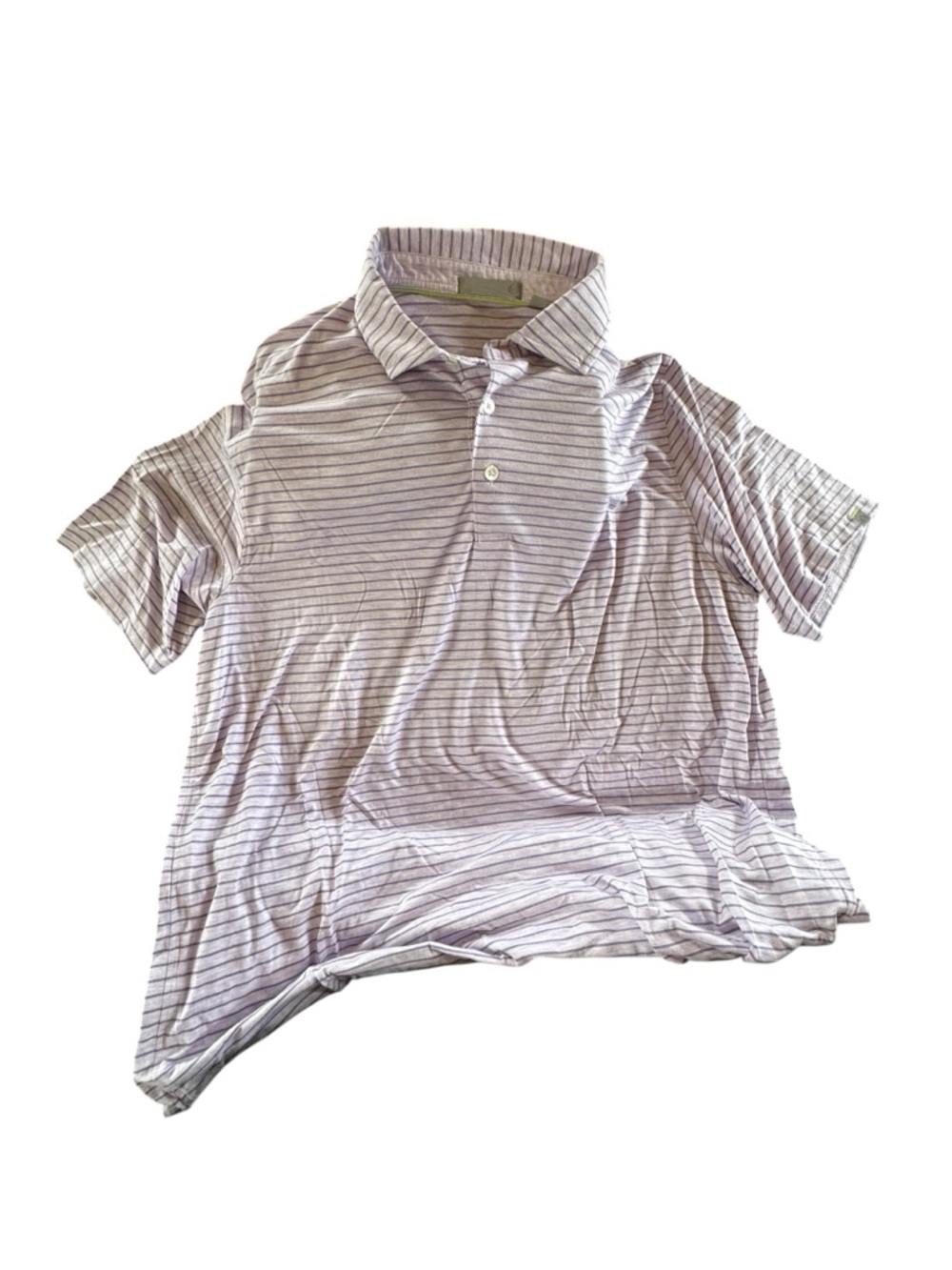 Short-Sleeve Striped Polo Shirt - Lavender/White